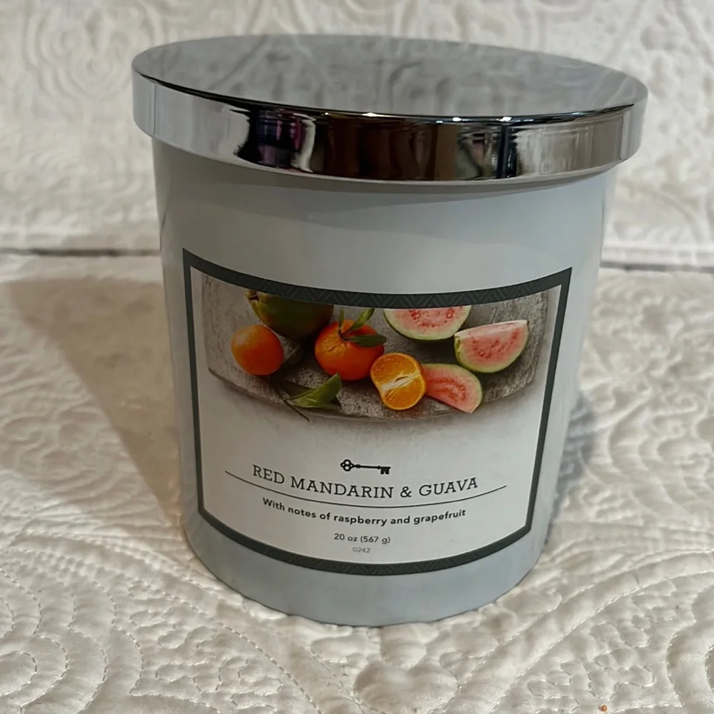 Threshold Red Mandarin & Guave 3 wick candle, new‎